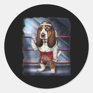 Bet Hound Dog As Muay Thai Kick Boxing Champion Fo Classic Round Sticker