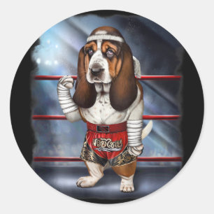Bet Hound Dog As Muay Thai Kick Boxing Champion Fo Classic Round Sticker