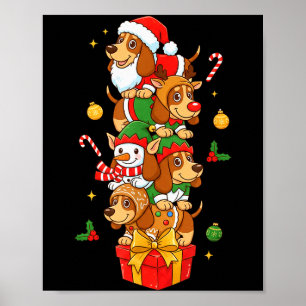 Bet Hound Santa Elf Snowman Christmas Womens Mens  Poster