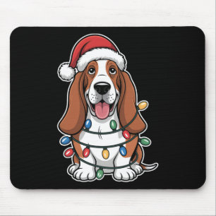 Bet Hound Wrapped In Christmas Lights  Mouse Pad