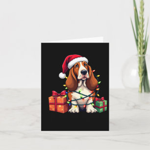 Bet Hound Wrapped In Christmas Lights With Santa H Card