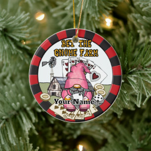 Bet the farm gnome ceramic ornament