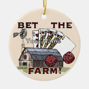 Bet The Farm Poker Ceramic Ornament