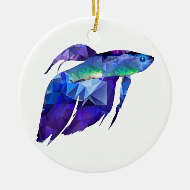 Beta Fish for Polygon Mosaic Blue Ceramic Ornament (Front)