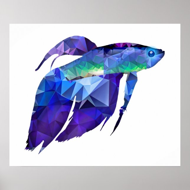 Beta Fish for Polygon Mosaic Blue Poster (Front)