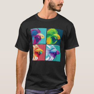 Beta Fish Pop Illustration Colourful Animal Women T-Shirt