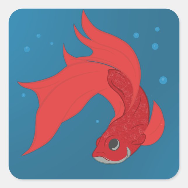 Beta Fish Square Sticker (Front)