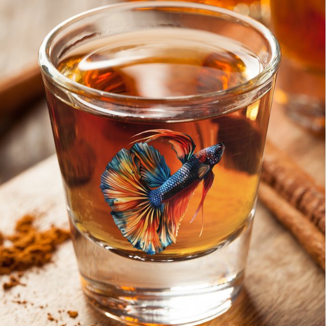 Beta Siamese fighting Cute Fish Funny Shot Glass (Creator Uploaded)
