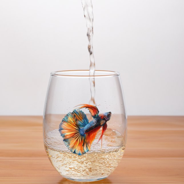 Beta Siamese fighting fish funny Stemless Wine Glass (Creator Uploaded)