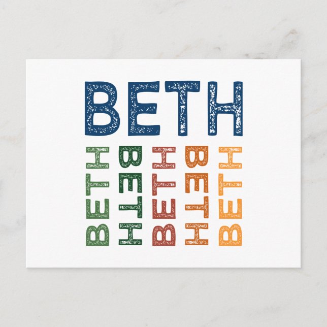 Beth Cute Colourful Postcard (Front)
