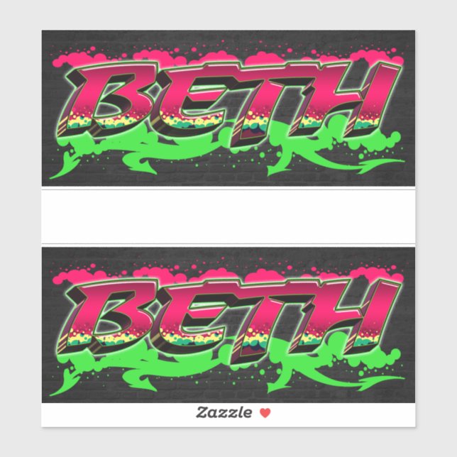 Beth First Name Graffiti Sticker (Sheet)