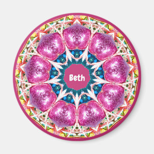 BETH ~ Personalised Pink 3D Pattern Fractal ~ Magnet