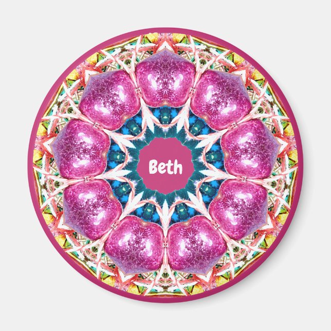 BETH ~ Personalised Pink 3D Pattern Fractal ~  Magnet (Front)