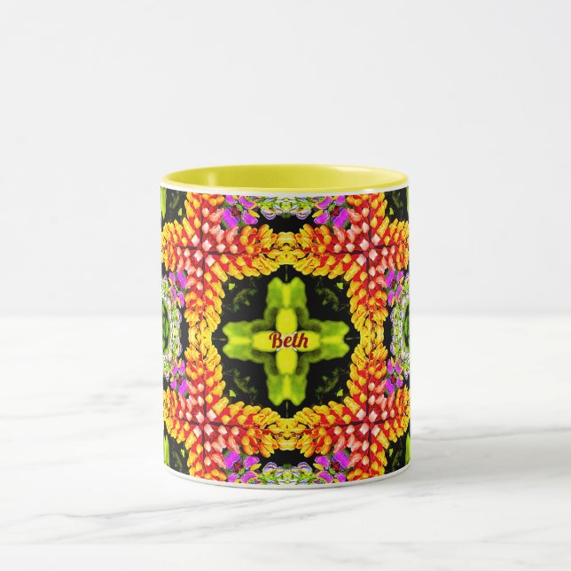 BETH Personalised ~ Pretty Lupins Pattern ~ Mug (Center)