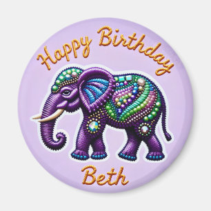 BETH ~ Personalised Purple Elephant  Magnet