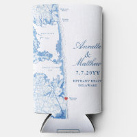 Bethany Beach DE Map Navy Blue Wedding Favour Drin