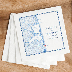 Bethany Beach Delaware Map Elegant Navy Wedding Napkin
