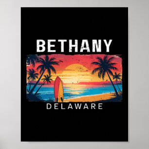 Bethany Beach Delaware Men Women Surfing Poster