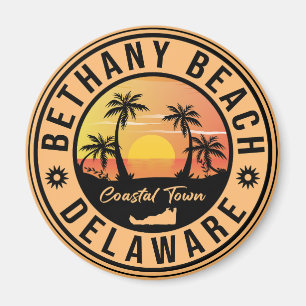 Bethany Beach Delaware Palm Trees Retro Sunset 80s Magnet