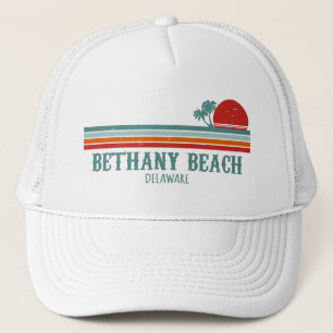 Bethany Beach Delaware Palm Trees Retro Sunset 80s Trucker Hat