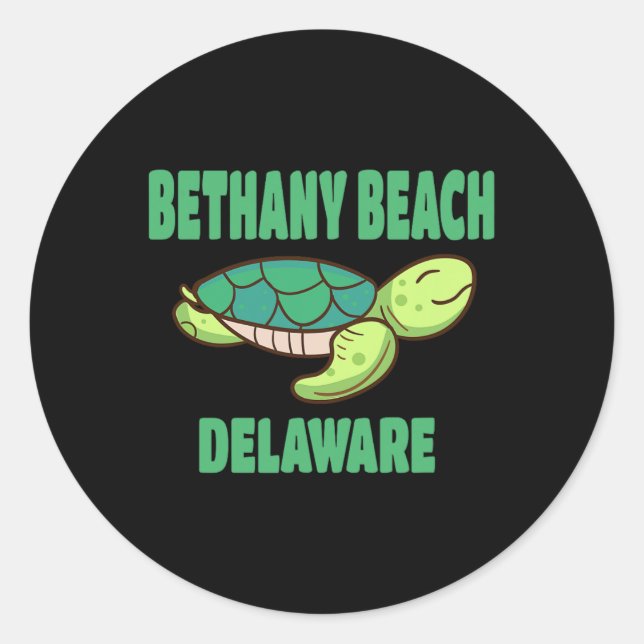 Bethany Beach Delaware Sea Turtle Themed  Classic Round Sticker (Front)
