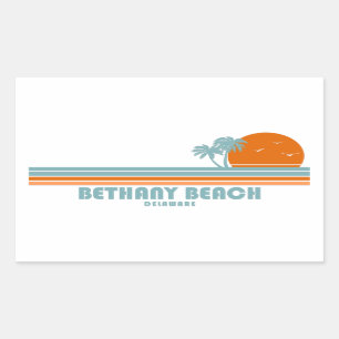 Bethany Beach Delaware Sun Palm Trees Rectangular Sticker
