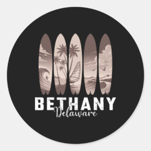 Bethany Beach Delaware Surfboard Men Women Surfing Classic Round Sticker