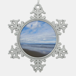 Bethany Beach I Snowflake Pewter Christmas Ornament