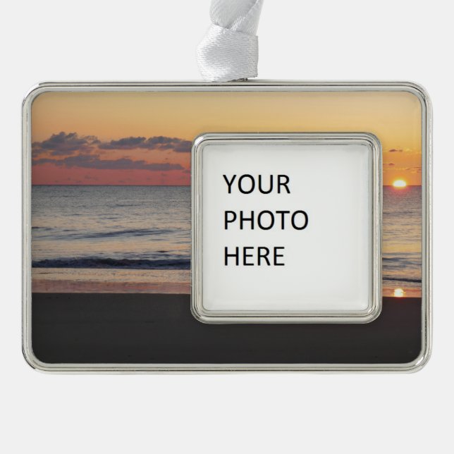 Bethany Beach Sunrise II Silver Plated Framed Ornament (Front)