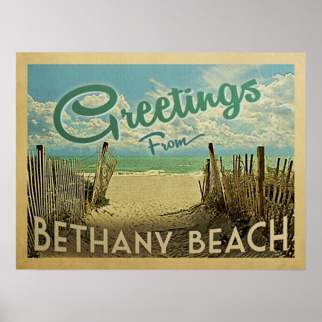 Bethany Beach Vintage Travel Poster (Front)