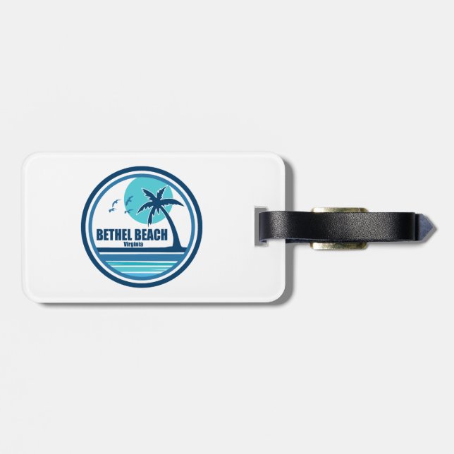 Bethel Beach Virginia Palm Tree Birds Luggage Tag (Back Horizontal)