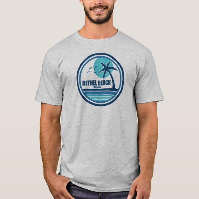 Bethel Beach Virginia Palm Tree Birds T-Shirt (Front)