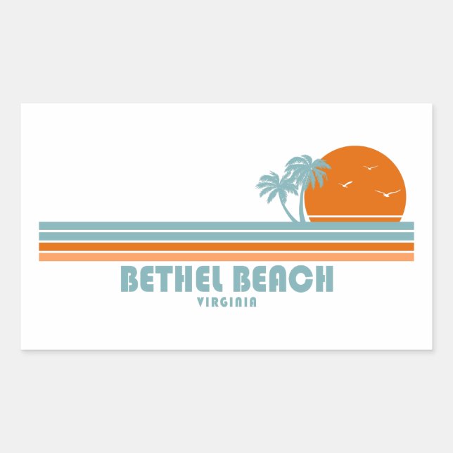 Bethel Beach Virginia Sun Palm Trees Rectangular Sticker (Front)