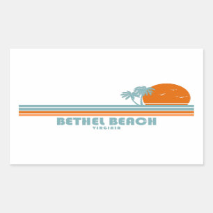 Bethel Beach Virginia Sun Palm Trees Rectangular Sticker