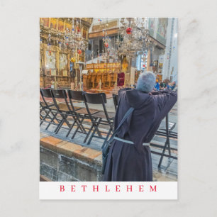 Bethlehem Church of the Nativity monk postcard