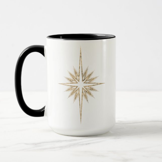 Bethlehem Nativity Star Scripture Black Christmas  Mug (Left)
