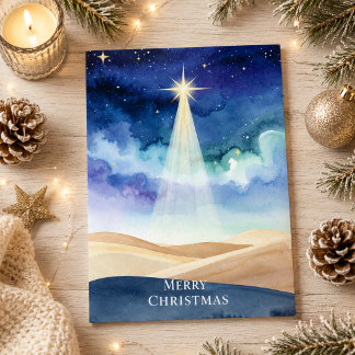 Bethlehem Night Sky Star Merry Christmas Holiday Card
