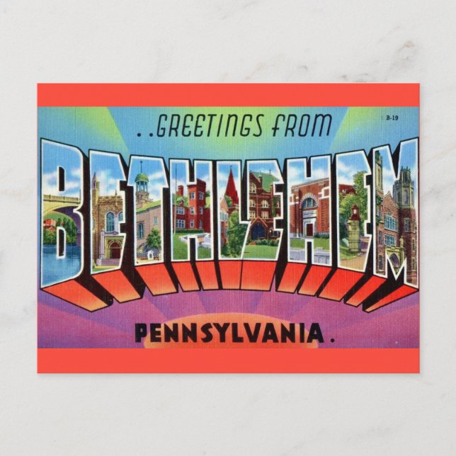Bethlehem PA Postcard (Front)