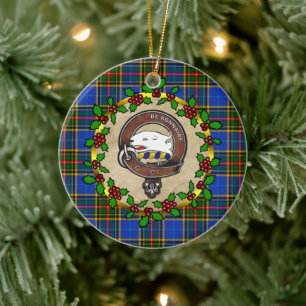 Bethune Clan Badge & Tartan Personalised Xmas Ceramic Ornament