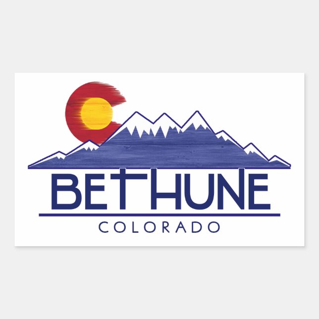 Bethune Colorado wood mountains rectangle sticker (Front)