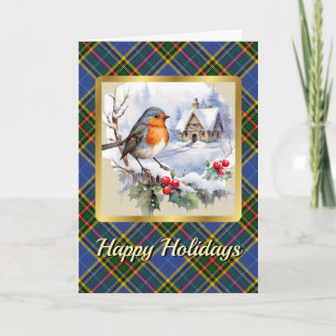 Bethune Crest & Tartan w/Robin Personalised Card