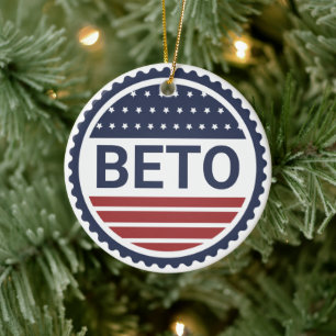 Beto Navy Blue Modern Flag 2022 Election Keepsake Ceramic Ornament