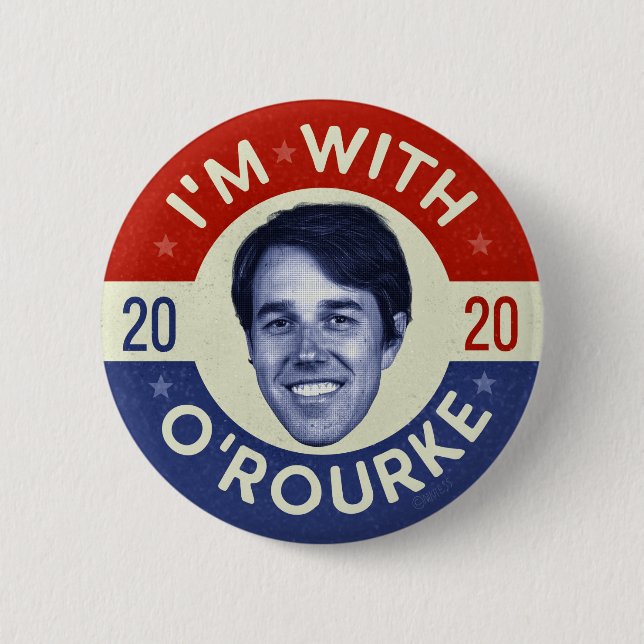 Beto O'Rourke President 2020 Democrat Photo Retro 6 Cm Round Badge (Front)