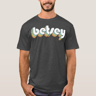 Betsey Retro Rainbow Typography Faded Style T-Shirt