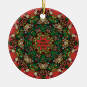 BETSY ~ CHRISTMAS Green Yellow Blue Red 2025 ~ Ceramic Ornament