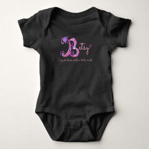Betsy girls name & meaning B monogram baby romper Bodysuit