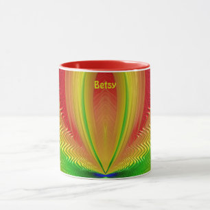 BETSY ~ GLOSSY 3D Green Red Yellow CHRISTMAS   Mug