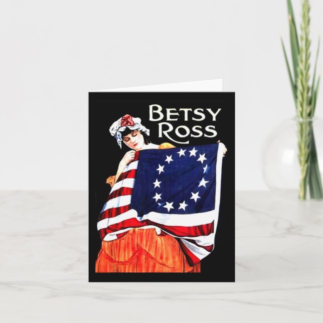 Betsy Ross American Flag 1776 Art 4th Of July Gift Card (Front)