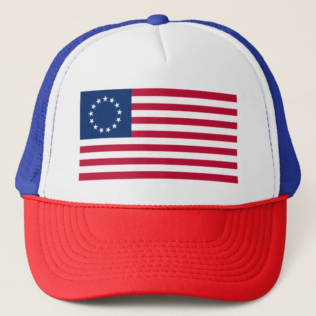 Betsy Ross American Flag Trucker Hat (Front)