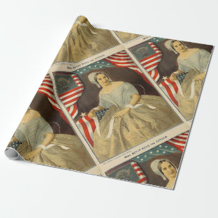 Betsy Ross First American Flag Vintage Portrait US Wrapping Paper